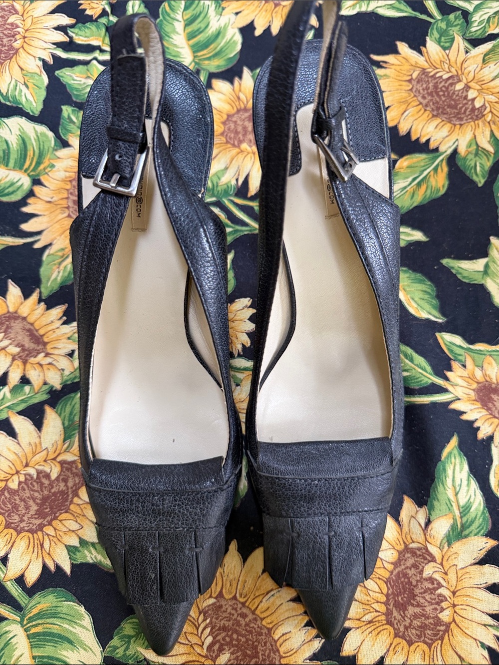 max studio Black Women's Slingback Pointed-Toe Pumps 9m nwt